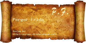 Perger Frida névjegykártya